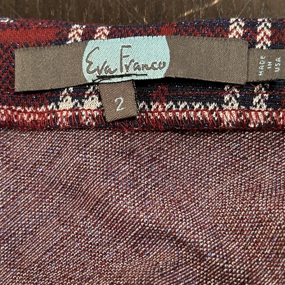 NWOT Eva Franco Daphne One Shoulder Plaid Glittered Ruched Top Size 2 - Picture 6 of 16